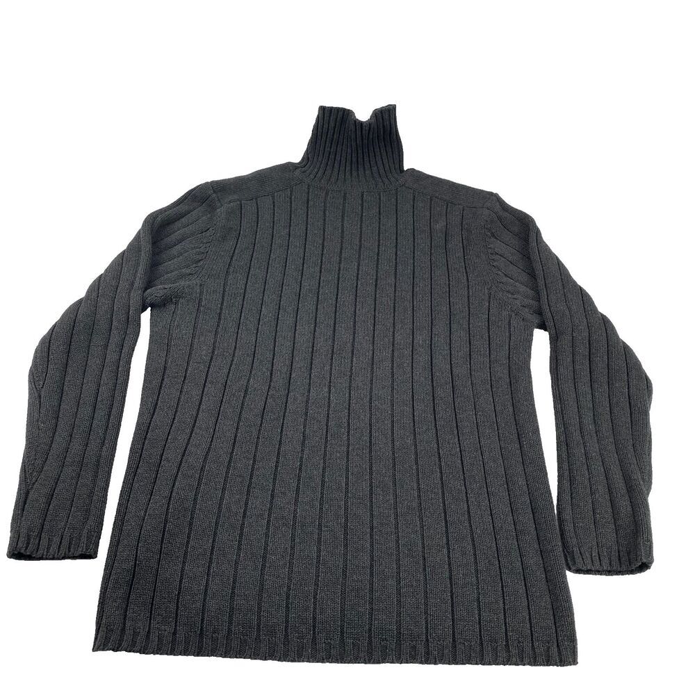 Nordstrom Vintage Men's  Sweater Dark‎ Gray Size L Cotton PURE STUFF Mock Neck